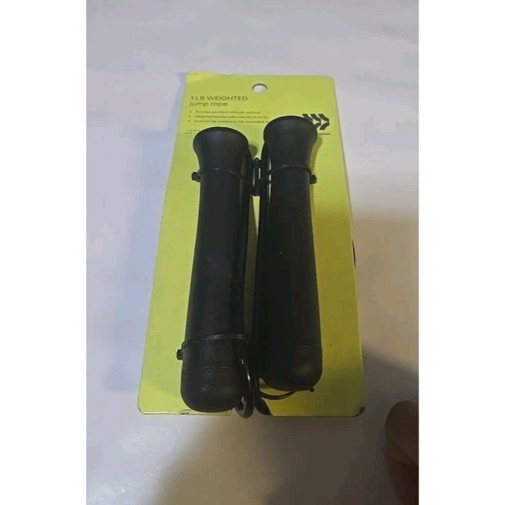 All in Motion 1 lb Weighted Jump Rope Adjustable Fitness Cardio Workout Black